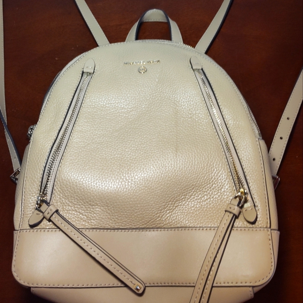 Michael Kors Cream Dome Backpack with Textured Finish
